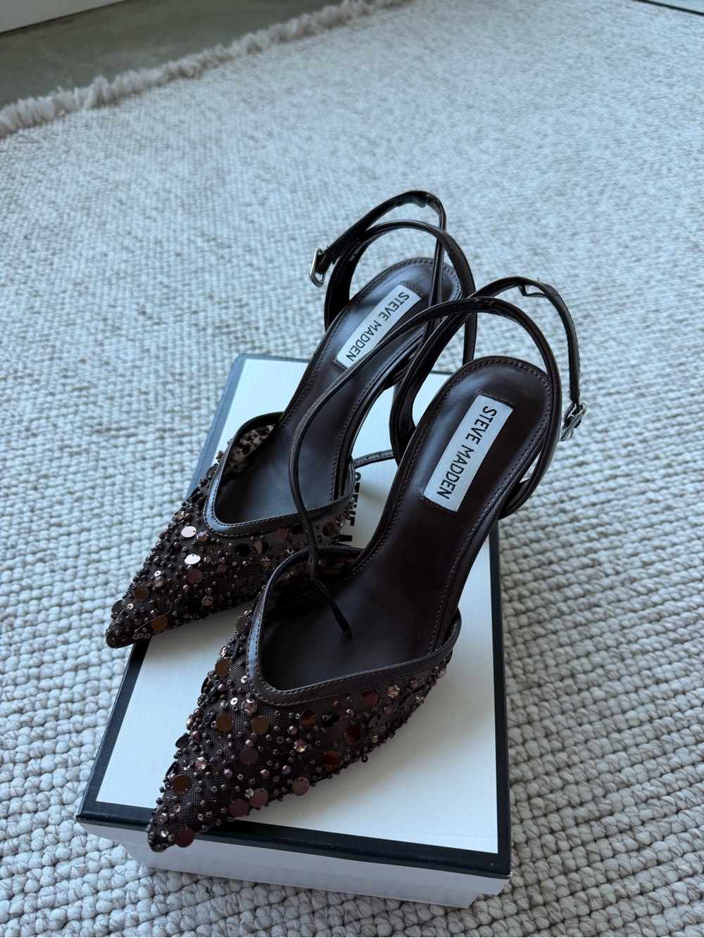 Steve Madden Sherrie Beaded Ankle Strap Pump